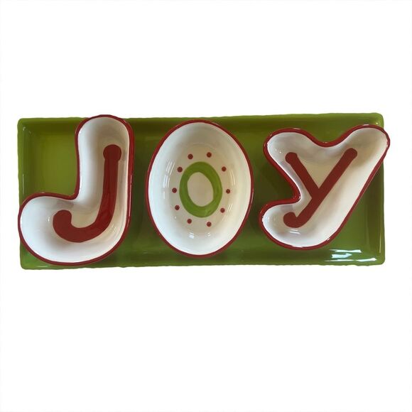 Living Quarters JOY Holiday Serving Dish Bowls Platter - Picture 7 of 11